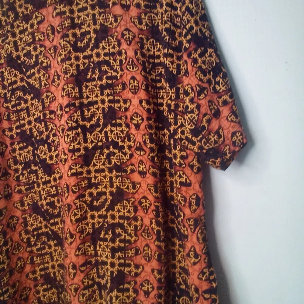 Morro Bay Shirt M Men Short Sleeve Button Up Pattern Brown Black